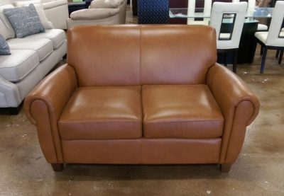 New Omnia Pa Risian Leather Loveseat Save Over Percent